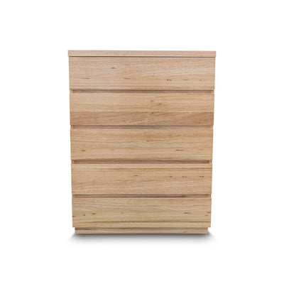 The Denver Messmate Hardwood 5 Drawer Tallboy available to purchase from Warehouse Furniture Clearance at our next sale event.
