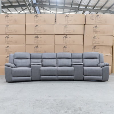The Venus Four Seat Dual-Motor Recliner Theatre - Ash available to purchase from Warehouse Furniture Clearance at our next sale event.