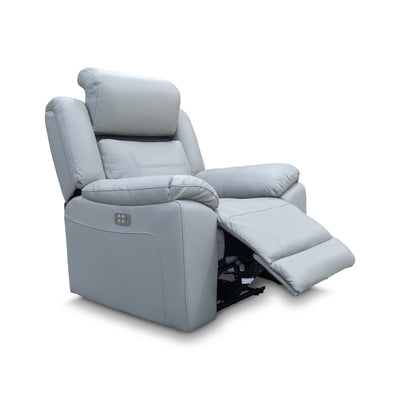 The Venus Dual-Electric Recliner - Dove Leather available to purchase from Warehouse Furniture Clearance at our next sale event.