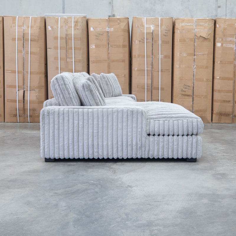 The Kalena Oversized Plush Feather & Foam LHF Chaise Lounge - Silver