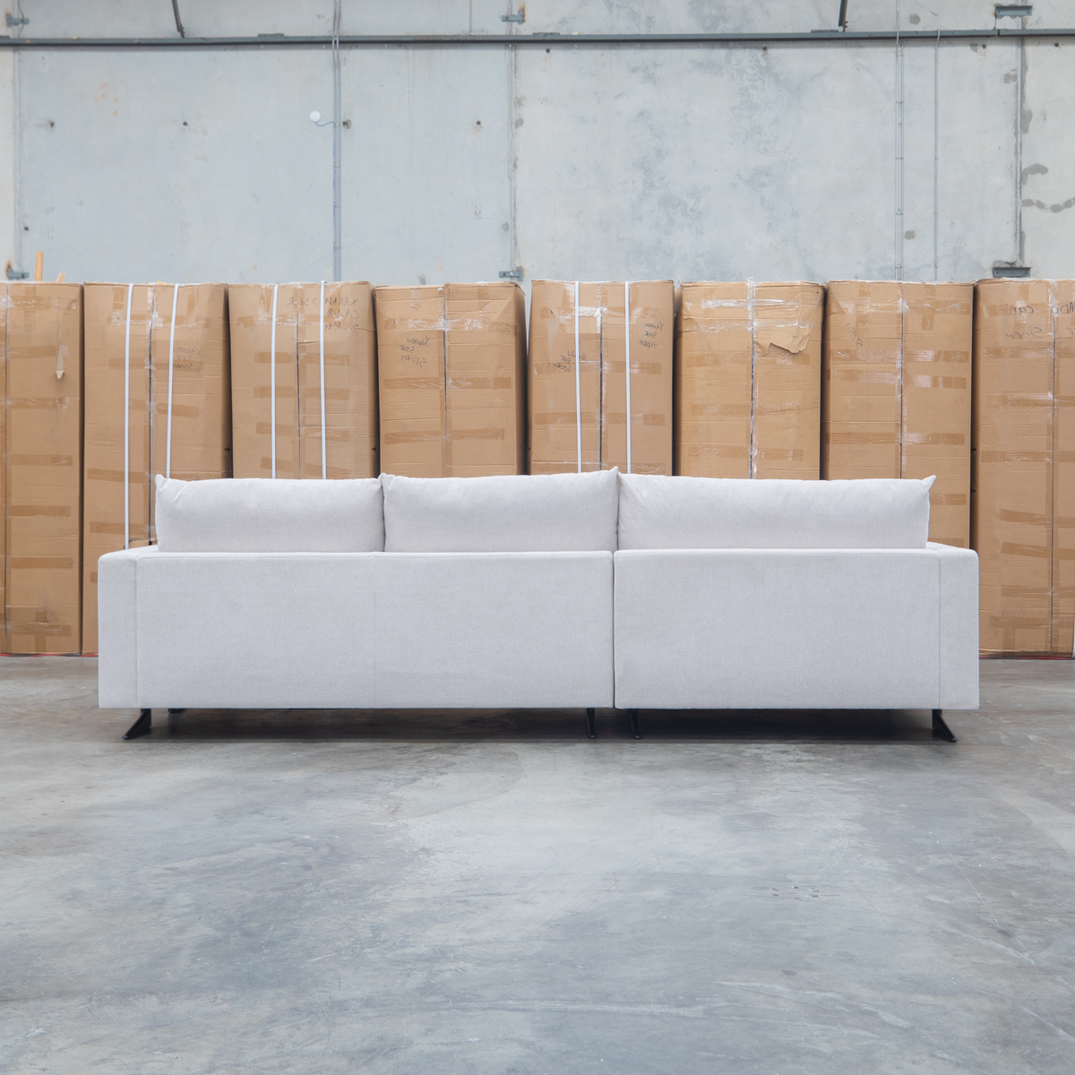 The Melbourne Deep Seat Feather & Foam LHF Chaise Lounge - Biscuit available to purchase from Warehouse Furniture Clearance at our next sale event.