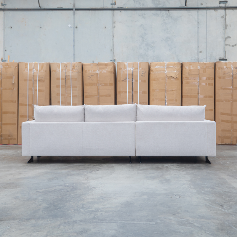 The Melbourne Deep Seat Feather & Foam LHF Chaise Lounge - Biscuit