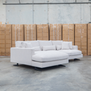 The Melbourne Deep Seat Feather & Foam LHF Chaise Lounge - Biscuit available to purchase from Warehouse Furniture Clearance at our next sale event.