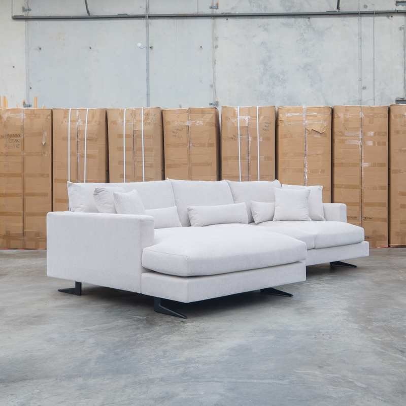 The Melbourne Deep Seat Feather & Foam LHF Chaise Lounge - Biscuit