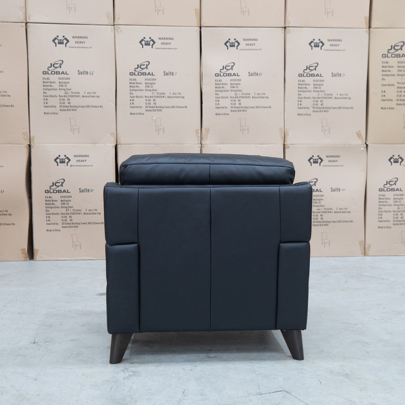 The Jupiter Single Armchair - Black Leather available to purchase from Warehouse Furniture Clearance at our next sale event.