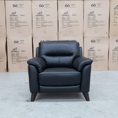 The Jupiter Single Armchair - Black Leather available to purchase from Warehouse Furniture Clearance at our next sale event.