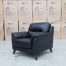 The Jupiter Single Armchair - Black Leather available to purchase from Warehouse Furniture Clearance at our next sale event.