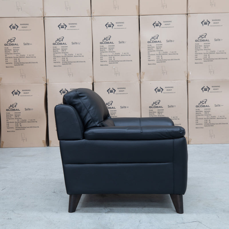 The Jupiter Single Armchair - Black Leather available to purchase from Warehouse Furniture Clearance at our next sale event.