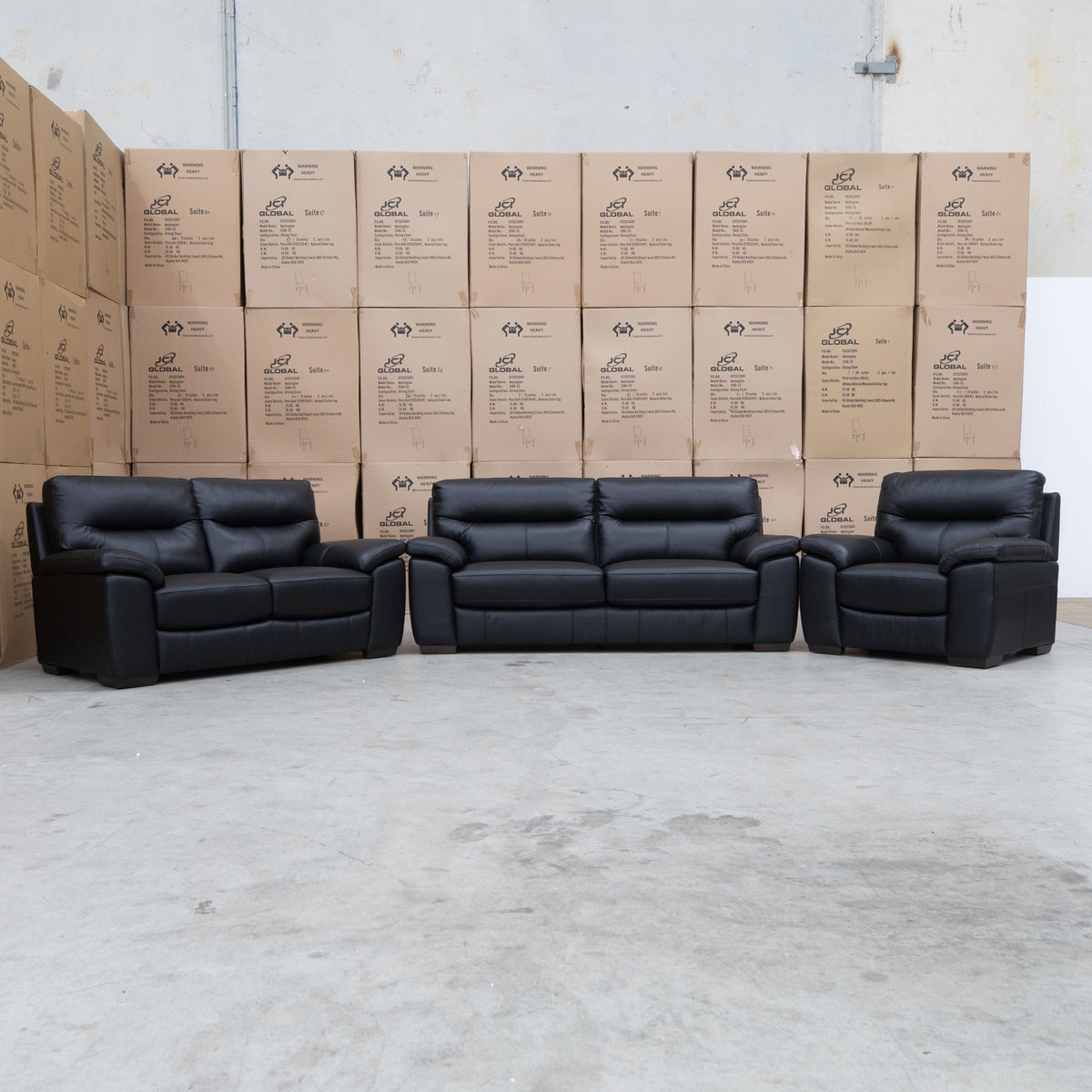 The Cassandra Single Armchair - Black Leather available to purchase from Warehouse Furniture Clearance at our next sale event.
