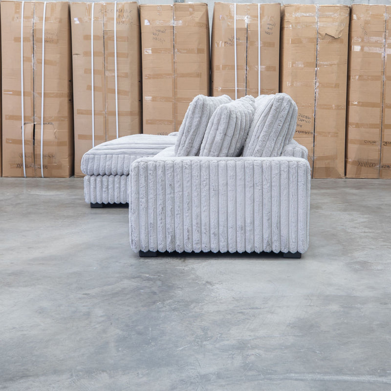The Kalena Oversized Plush Feather & Foam LHF Chaise Lounge - Silver