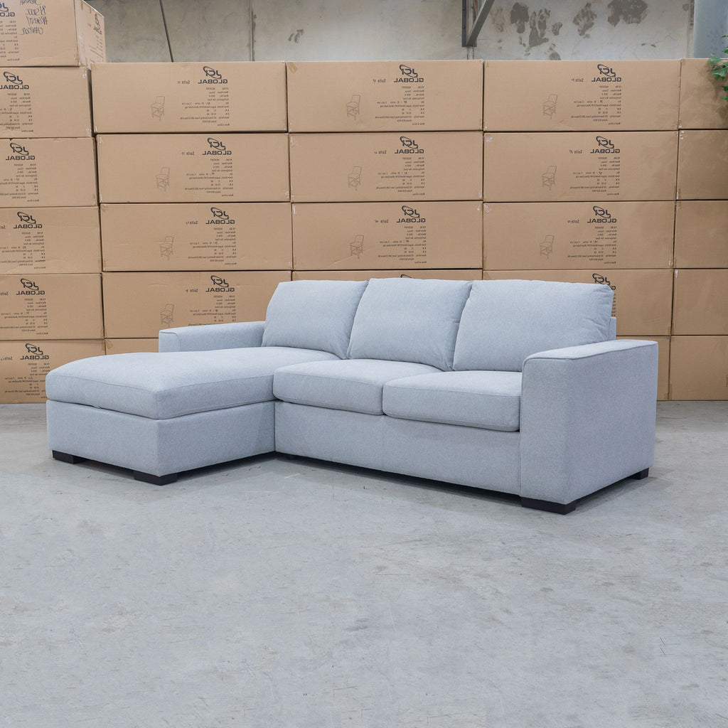 The Oakland Sofa Bed with LHF Storage Chaise - Silver available to purchase from Warehouse Furniture Clearance at our next sale event.