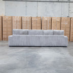 The Kalena Oversized Plush Feather & Foam LHF Chaise Lounge - Silver available to purchase from Warehouse Furniture Clearance at our next sale event.