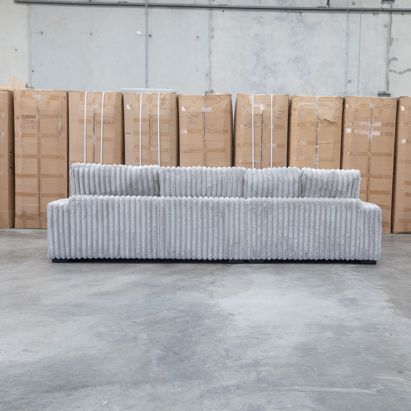 The Kalena Oversized Plush Feather & Foam LHF Chaise Lounge - Silver