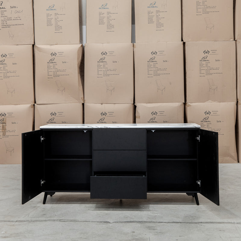 The New York Carrara Marble Buffet available to purchase from Warehouse Furniture Clearance at our next sale event.