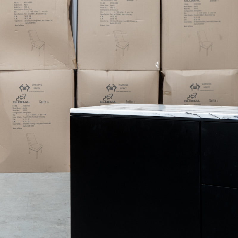 The New York Carrara Marble Buffet available to purchase from Warehouse Furniture Clearance at our next sale event.