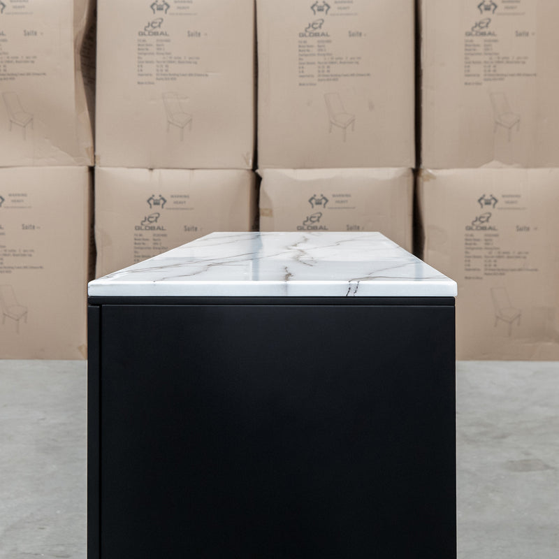 The New York Carrara Marble Buffet available to purchase from Warehouse Furniture Clearance at our next sale event.