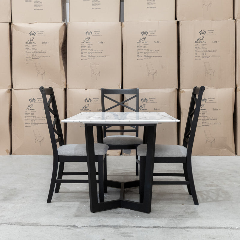 The New York 150cm Carrara Marble Dining Table available to purchase from Warehouse Furniture Clearance at our next sale event.