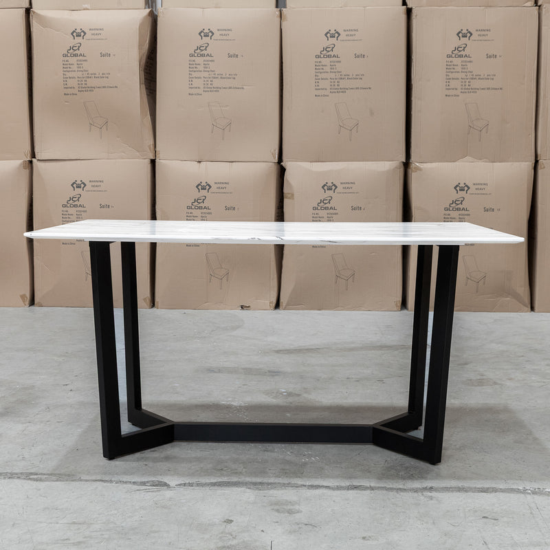 The New York 150cm Carrara Marble Dining Table available to purchase from Warehouse Furniture Clearance at our next sale event.