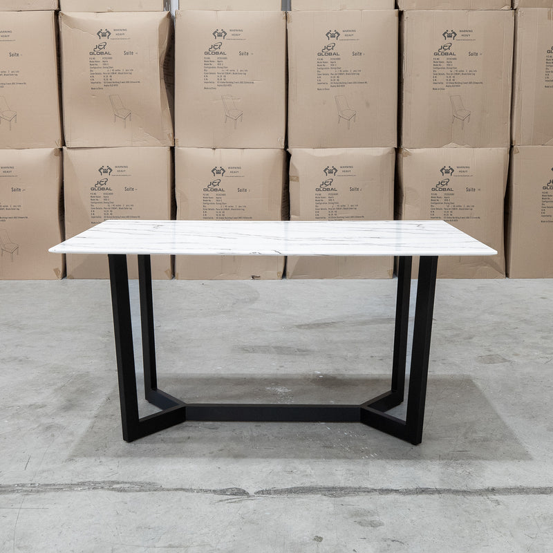 The New York 150cm Carrara Marble Dining Table available to purchase from Warehouse Furniture Clearance at our next sale event.