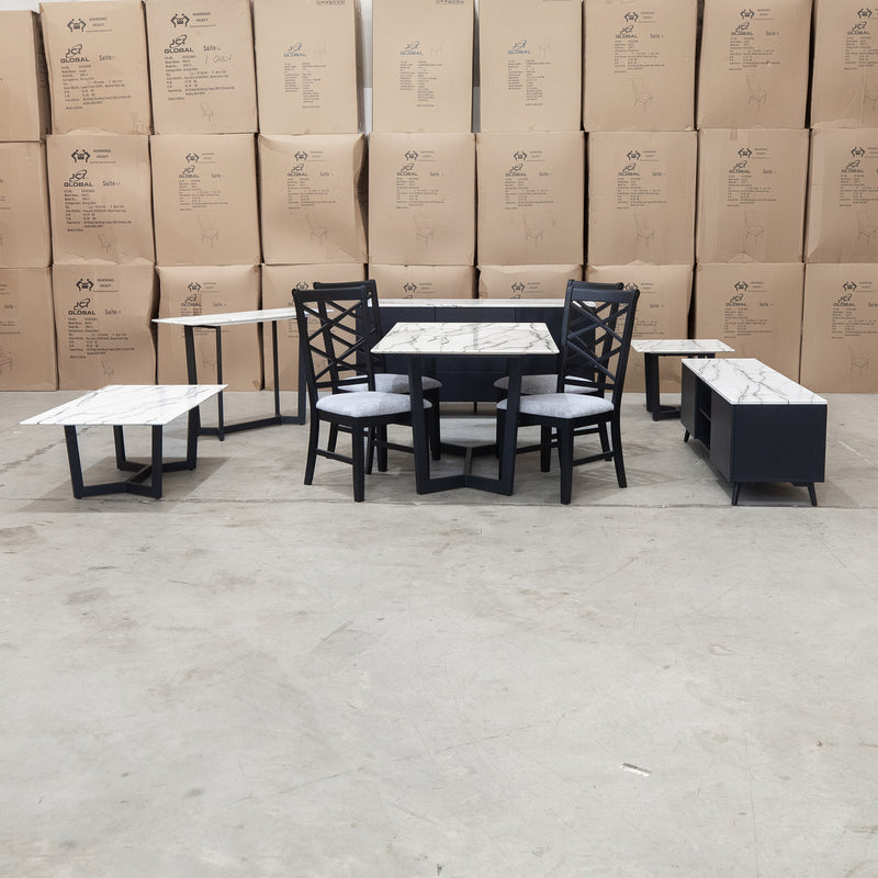 The New York 150cm Carrara Marble Dining Table available to purchase from Warehouse Furniture Clearance at our next sale event.