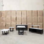 The New York Carrara Marble Lamp Table available to purchase from Warehouse Furniture Clearance at our next sale event.