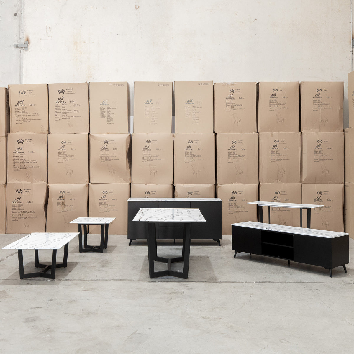 The New York Carrara Marble Lamp Table available to purchase from Warehouse Furniture Clearance at our next sale event.