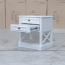 The Hampton 2 Drawer Timber Bedside available to purchase from Warehouse Furniture Clearance at our next sale event.