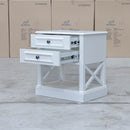 The Hampton 2 Drawer Timber Bedside available to purchase from Warehouse Furniture Clearance at our next sale event.