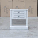 The Hampton 2 Drawer Timber Bedside available to purchase from Warehouse Furniture Clearance at our next sale event.