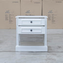 The Hampton 2 Drawer Timber Bedside available to purchase from Warehouse Furniture Clearance at our next sale event.