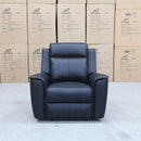 The Stratton Dual-Electric Recliner - Black Leather available to purchase from Warehouse Furniture Clearance at our next sale event.