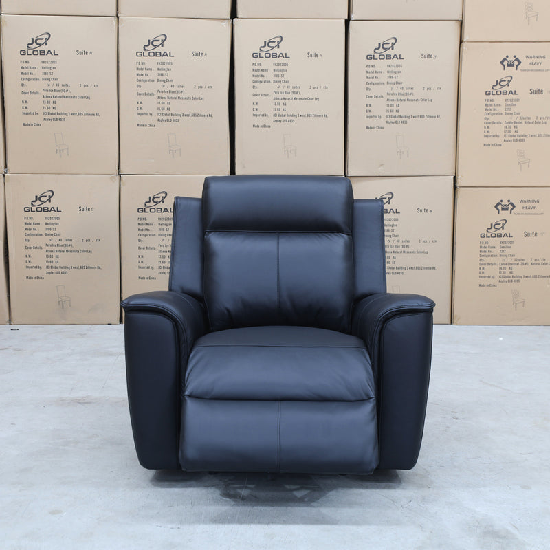 The Stratton Dual-Electric Recliner - Black Leather available to purchase from Warehouse Furniture Clearance at our next sale event.