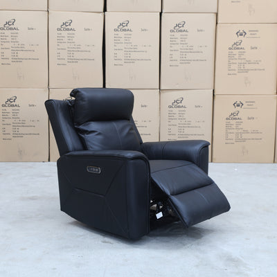The Stratton Dual-Electric Recliner - Black Leather available to purchase from Warehouse Furniture Clearance at our next sale event.