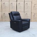 The Stratton Dual-Electric Recliner - Black Leather available to purchase from Warehouse Furniture Clearance at our next sale event.