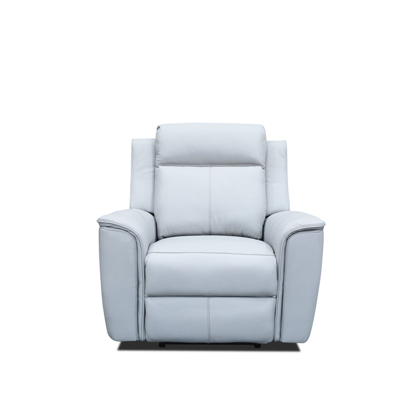 The Stratton Dual-Electric Recliner - Light Grey Leather available to purchase from Warehouse Furniture Clearance at our next sale event.