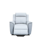 The Stratton Dual-Electric Recliner - Light Grey Leather available to purchase from Warehouse Furniture Clearance at our next sale event.