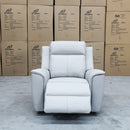 The Stratton Dual-Electric Recliner - Light Grey Leather available to purchase from Warehouse Furniture Clearance at our next sale event.