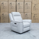 The Stratton Dual-Electric Recliner - Light Grey Leather available to purchase from Warehouse Furniture Clearance at our next sale event.