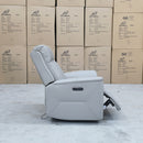 The Stratton Dual-Electric Recliner - Light Grey Leather available to purchase from Warehouse Furniture Clearance at our next sale event.