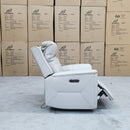 The Stratton Dual-Electric Recliner - Light Grey Leather available to purchase from Warehouse Furniture Clearance at our next sale event.
