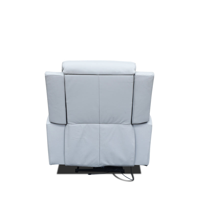 The Stratton Dual-Electric Recliner - Light Grey Leather available to purchase from Warehouse Furniture Clearance at our next sale event.