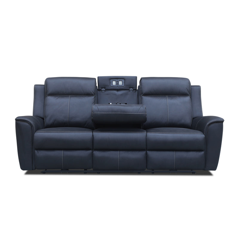 The Stratton Three Seater Dual-Electric Recliner Lounge - Jet available to purchase from Warehouse Furniture Clearance at our next sale event.