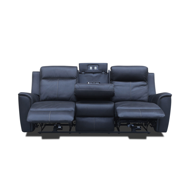 The Stratton Three Seater Dual-Electric Recliner Lounge - Jet available to purchase from Warehouse Furniture Clearance at our next sale event.