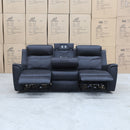The Stratton Three Seater Dual-Electric Recliner Lounge - Jet available to purchase from Warehouse Furniture Clearance at our next sale event.