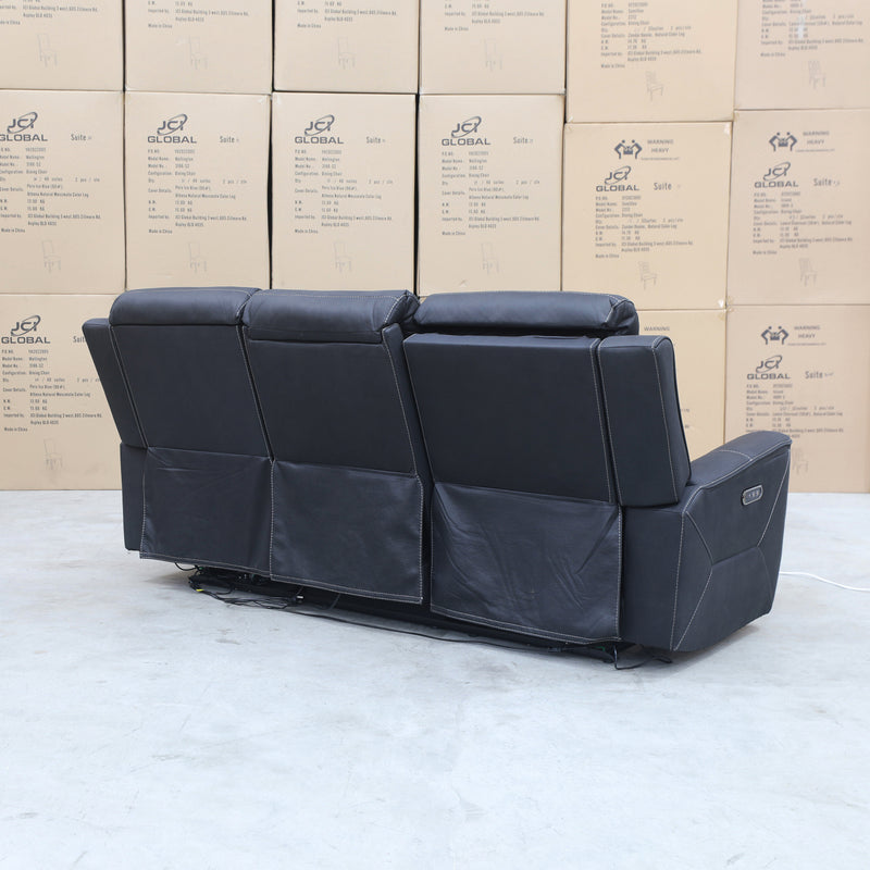 The Stratton Three Seater Dual-Electric Recliner Lounge - Jet available to purchase from Warehouse Furniture Clearance at our next sale event.