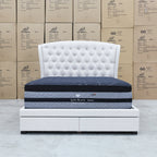The Grace Queen Fabric Storage Bed - Oat White available to purchase from Warehouse Furniture Clearance at our next sale event.