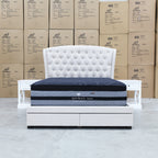 The Grace Queen Fabric Storage Bed - Oat White available to purchase from Warehouse Furniture Clearance at our next sale event.