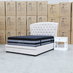 The Grace Queen Fabric Storage Bed - Oat White available to purchase from Warehouse Furniture Clearance at our next sale event.
