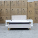 The Milos Queen Upholstered Bed - Oat White - Available After 30th April available to purchase from Warehouse Furniture Clearance at our next sale event.