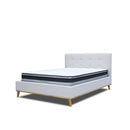 The Milos Queen Upholstered Bed - Oat White available to purchase from Warehouse Furniture Clearance at our next sale event.